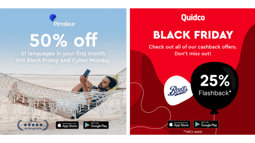 Pimsleur & Quidco Black Friday Meta campaign